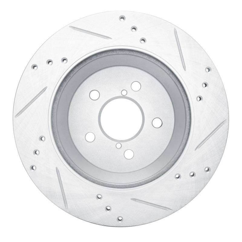 Subaru Crosstrek Brake Rotor (1) - Rear Left - R1 Concepts - Drilled & Slotted - Silver - `19-`23